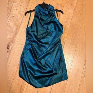 Elegant Teal Satin Dress